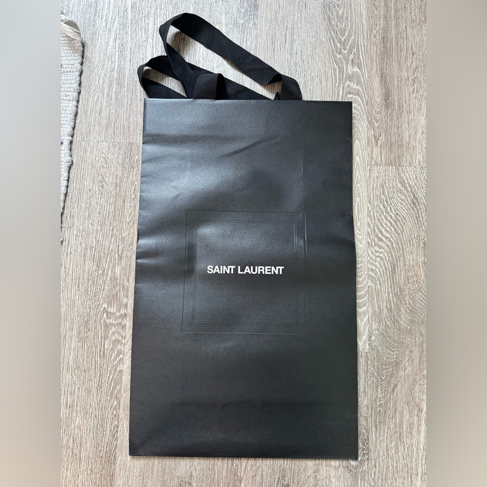 Saint Laurent Large Black Shopping Bag | YSL Boutique Gift Bag Luxury Packaging